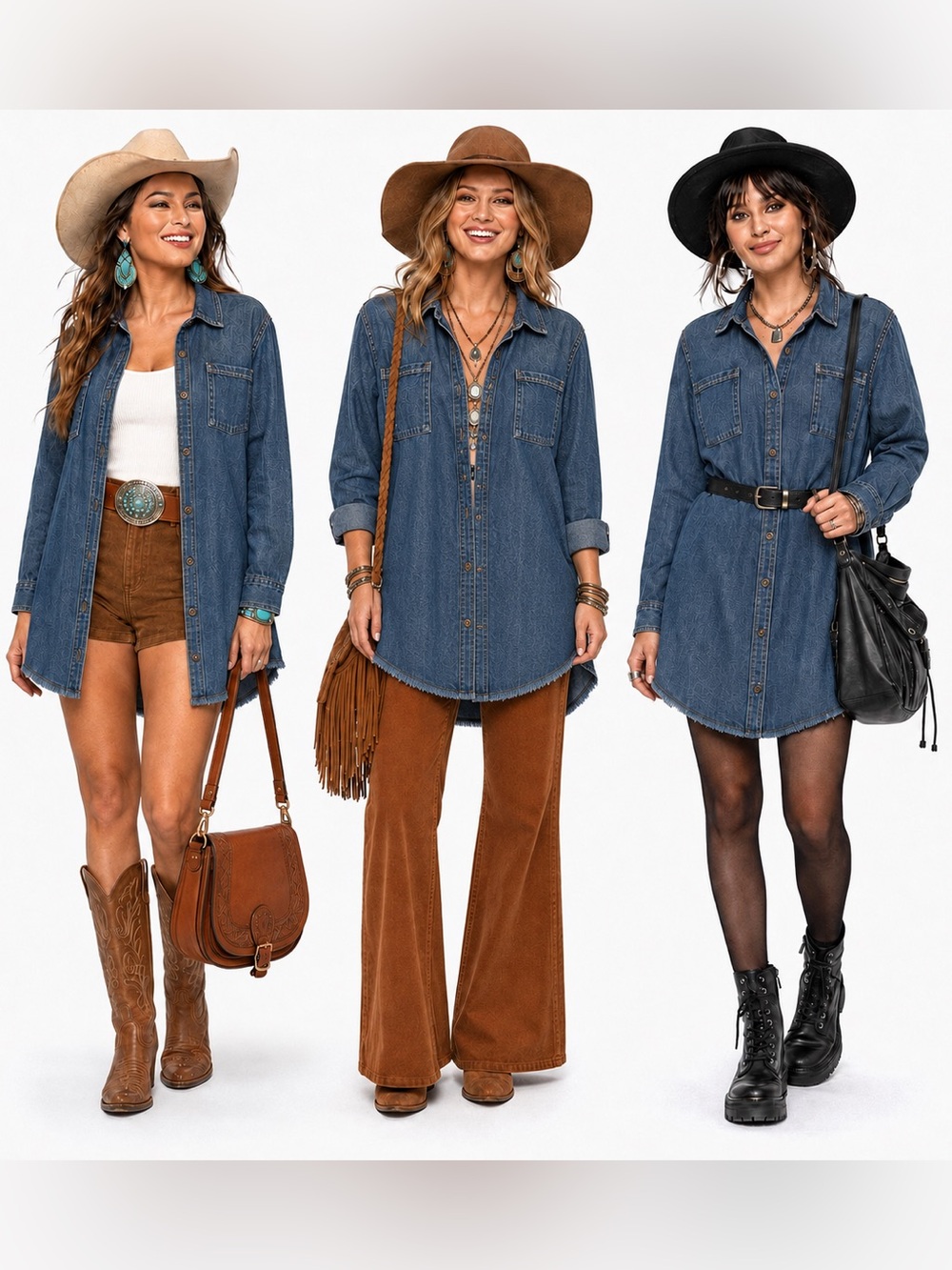 Lara Fashion Utility Denim Button Up Tunic Top Womens SZ M Oversized Grunge Y2K